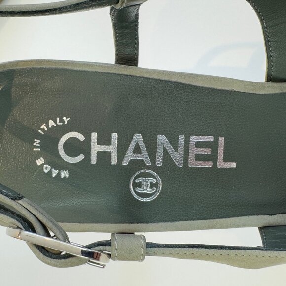 Chanel Green Suede Slingback Pumps, Size 40 1/2 EU - Picture 8 of 15